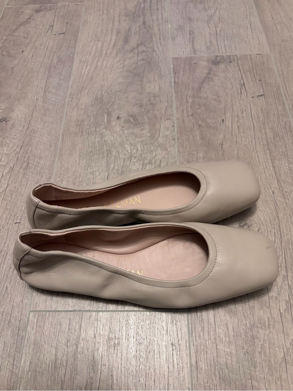 Stuart Weitzman Neutral Tan Leather Ballet Flats - Picture 5 of 6